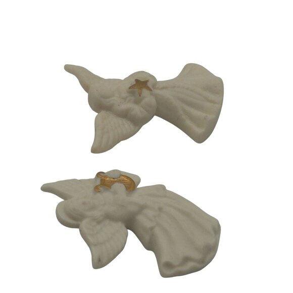 VTG Brooch 2PC Lenox White Stoneware Porcelain Angel GoldTone Religious Keepsake - Picture 7 of 13